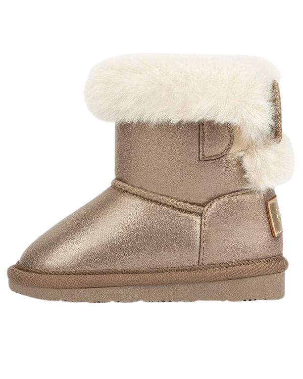 METALLIC TAUPE WINTER BOOTS WITH BOW