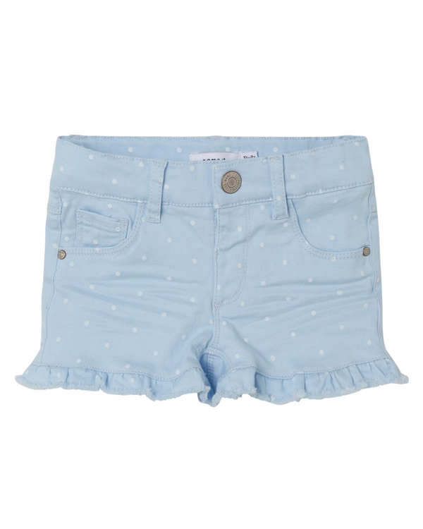 PANTALONI SCURTI DENIM CU BULINE TACCA