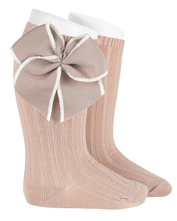RIBB STITCH BOW SOCKS